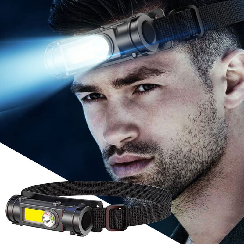 Senter Kepala Led Usb Super Terang Senter Tahan Air Rechargeable 3 Mode Headlight LED 3 Mode COB