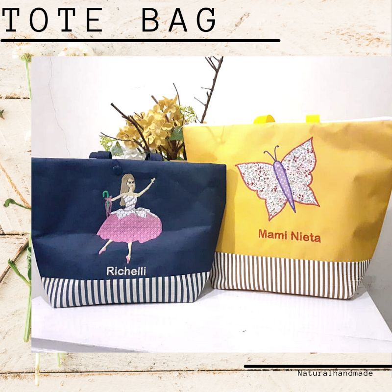 

SOUVENIR ULANG TAHUN CUSTOM- TOTE BAG APLIKASI BORDIR NAMA