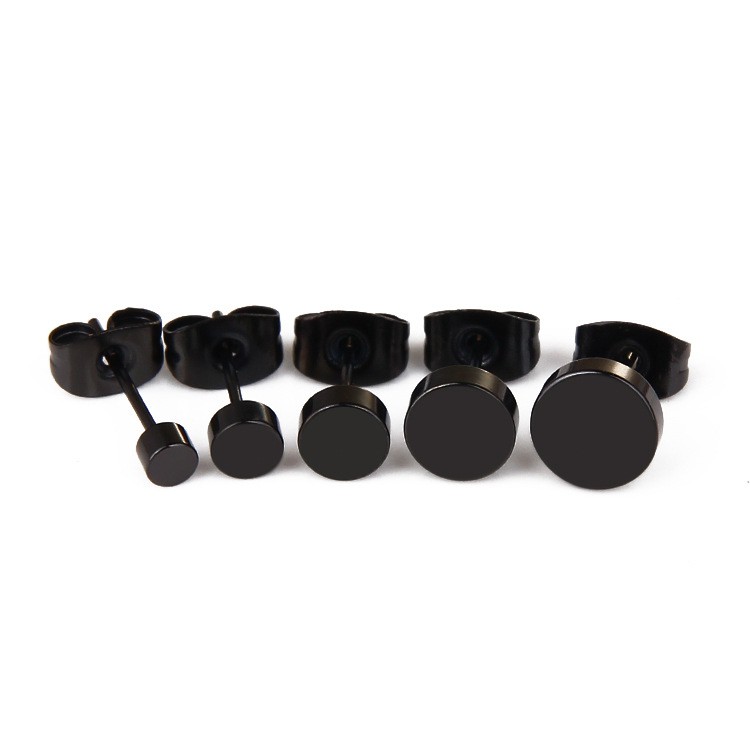 Fashion Punk Rock Ear Studs  Unisex Black Titanium Earrings