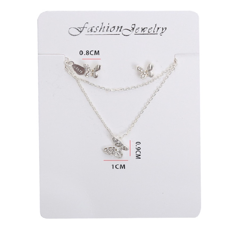 Kalung + Anting + Liontin Wanita KUPU SET Anti alergi Rantai Liontin Silver Ekor Ikan Mermaid Kupu Moon Gaya Korea Fashion Wanita S925 Women Necklace