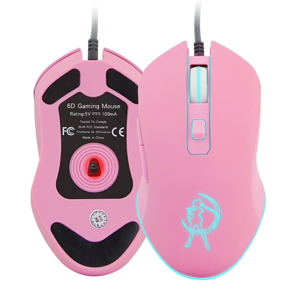 Mouse Gaming Optical 3200dpi Wireless Rechargeable Desain Sailor Moon Warna-Warni Untuk Wanita