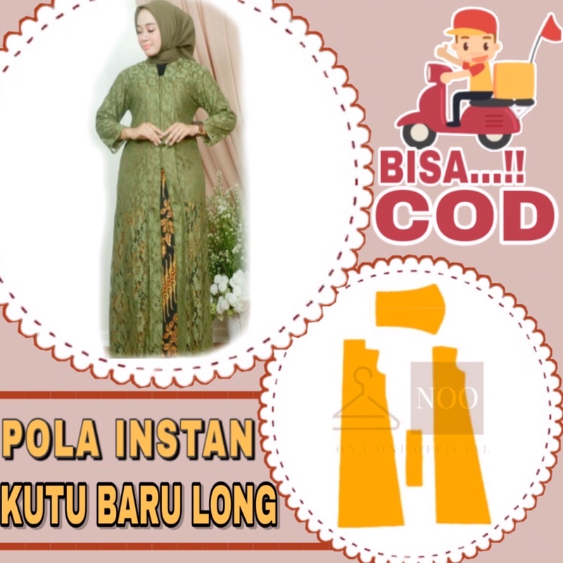 BISA COD✔️ pola instan kebaya kutu baru long - pola jiplak kebaya kutubaru long - Pola jahit kebaya 
