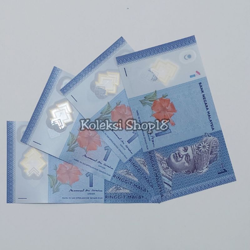 Koleksi Ringgit Malaysia Pecahan 1 One Ringgit Bahan Polymer
