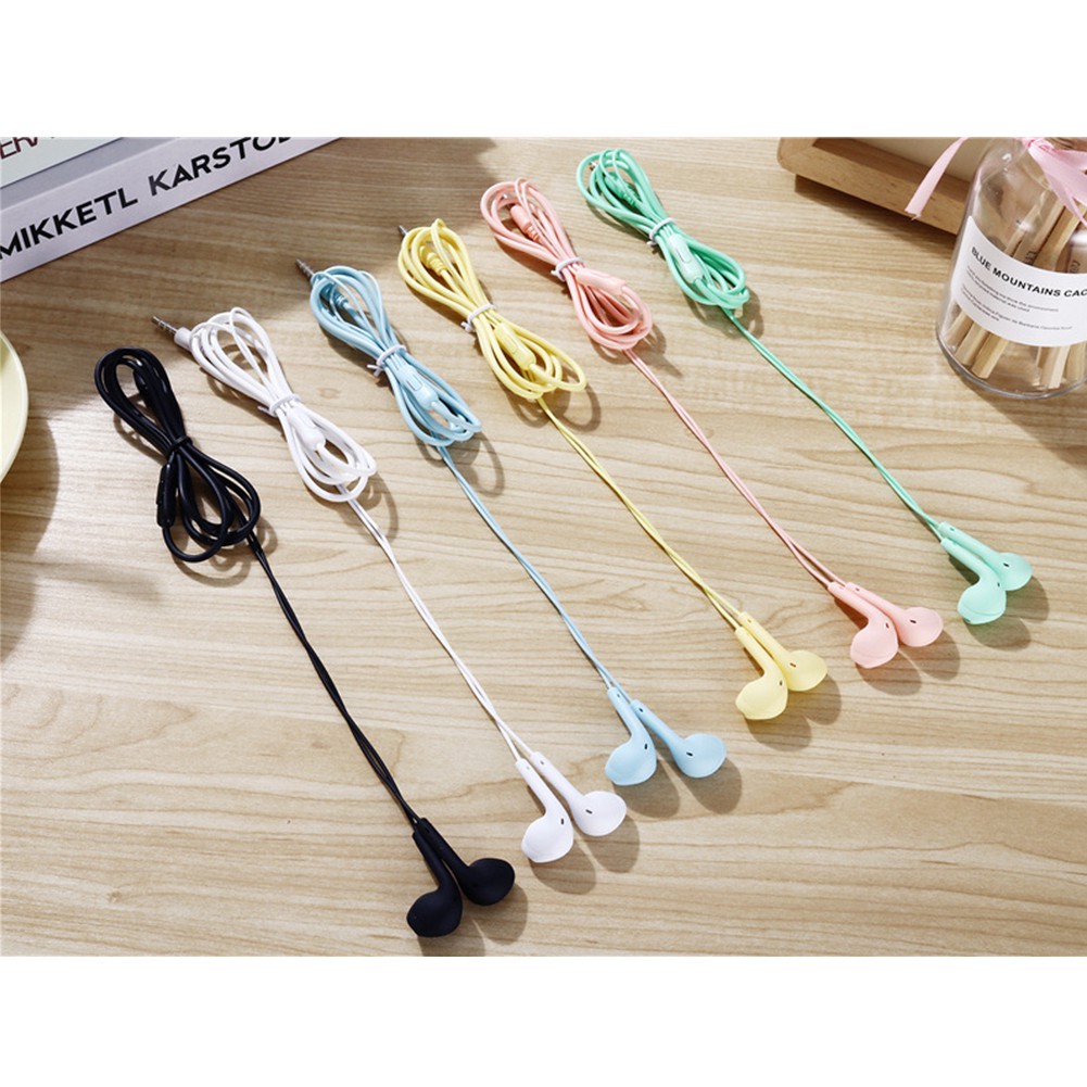 Earphone In-Ear Musik Universal Desain Macaron Dengan Kabel Jack 3.5mm Untuk Smartphone