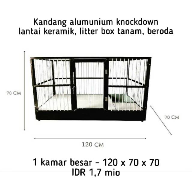 Kandang kucing premium alumunium knockdown - 1 kamar besar jumbo