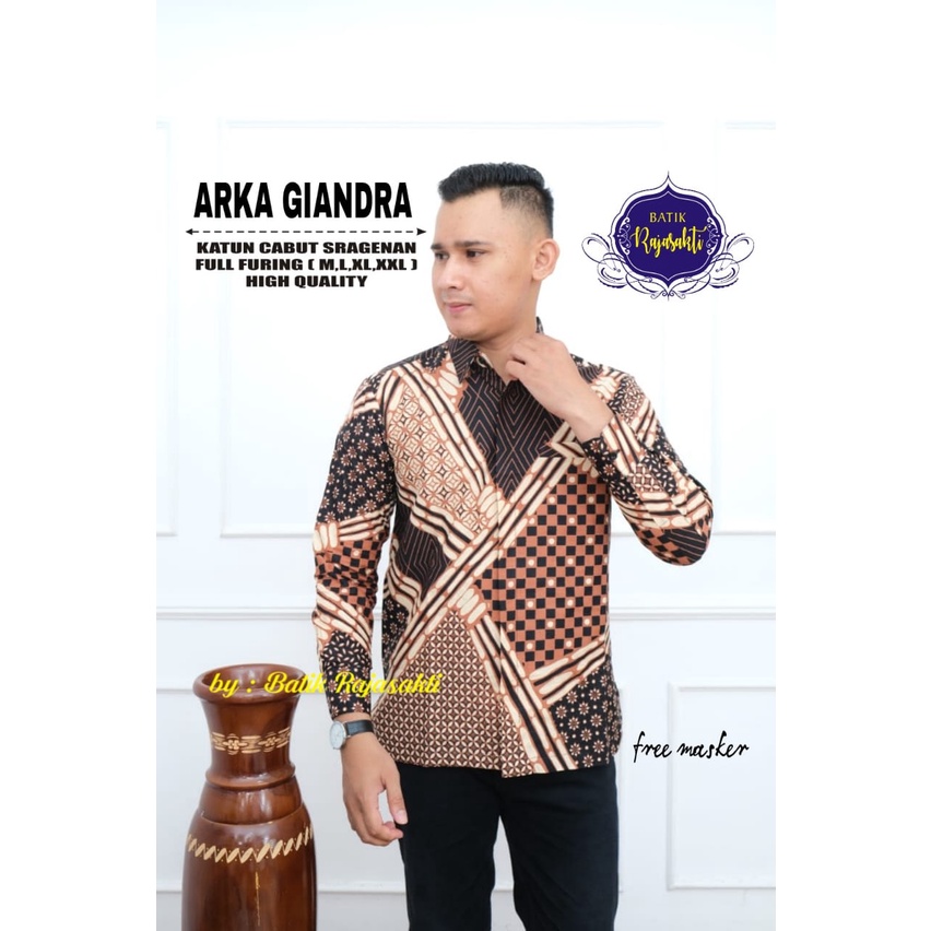 ARKA GIANDRA Kemeja Batik Solo Pria Lapis Furing PREMIUM Katun halus asli solo Rajasakti