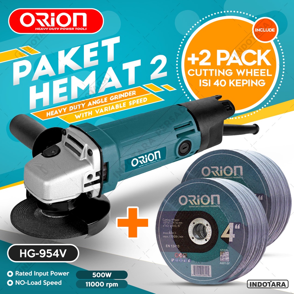 Paket Hemat  2 - Gerinda Tangan Orion HG954V - 2 Pack Mata Gerinda Potong