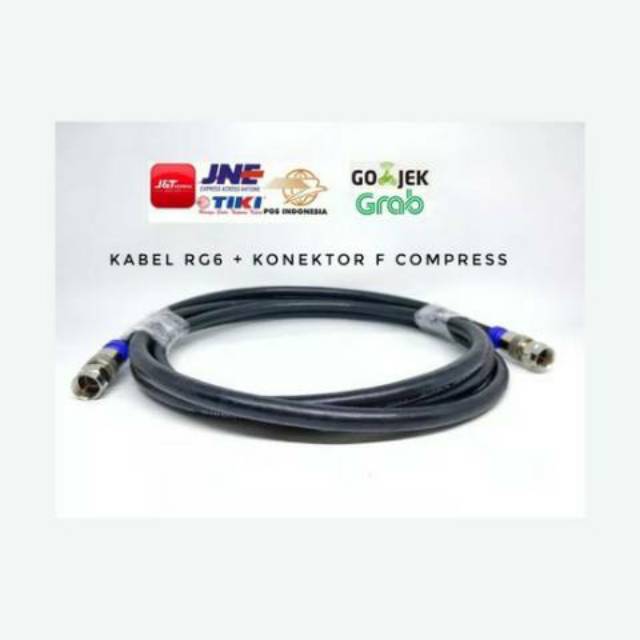 Kabel RG6 sudah dipasang konektor F compress 7Meter