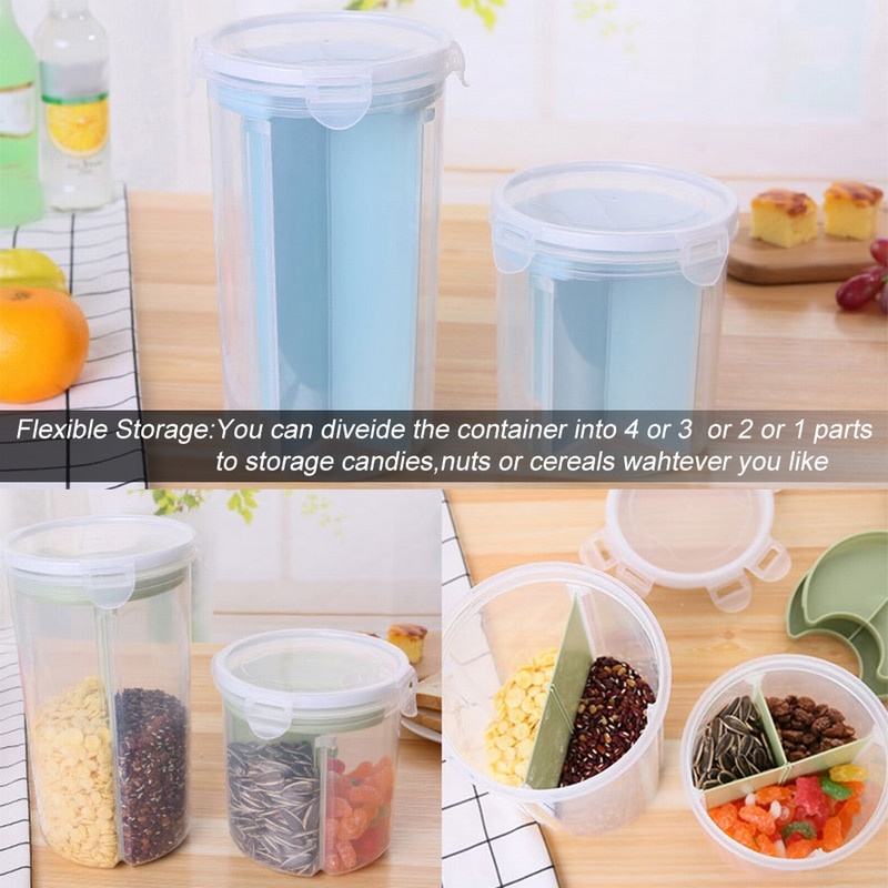 Toples Wadah Penyimpanan Makanan Kotak Kue Kering Snack Kacang Permen Biji Bijian Sereal Storage Jar 3 / 4 Slot