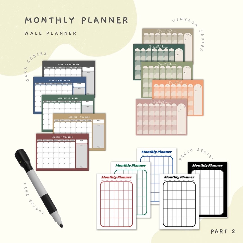 

MONTHLY PLANNER (PART 2) - WALL PLANNER