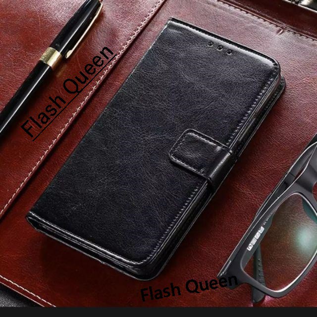 FLIP COVER LEATHER CASE KULIT VIVO Y81- 1808 / WALLET CASE KULIT - Sarung Case