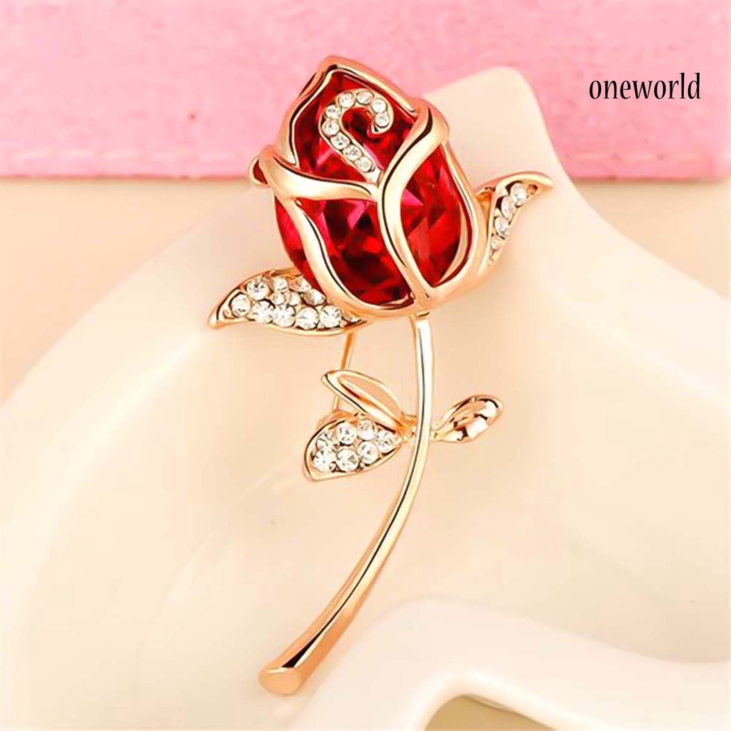 OW@ Brooch Stylish Rose Flower Design Alloy Women Girls Button Brooch for Bouquet