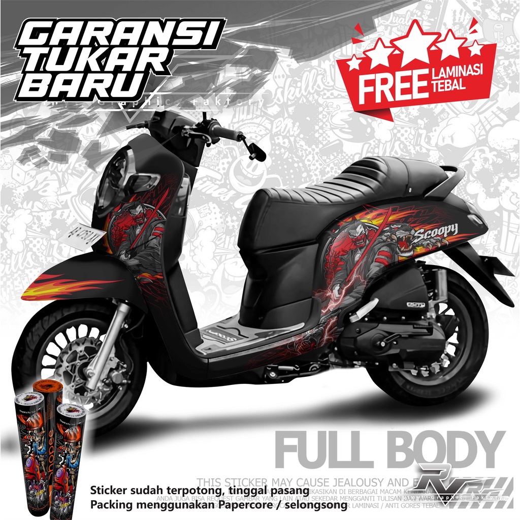 s16 Decal Sticker / stiker motor Scoopy 2022 samurai full body - stiker custom logo - cutting stiker