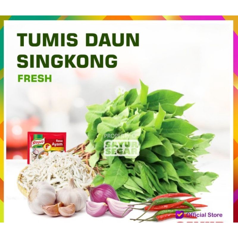 

tumis daun singkong teri fresh segar sayur