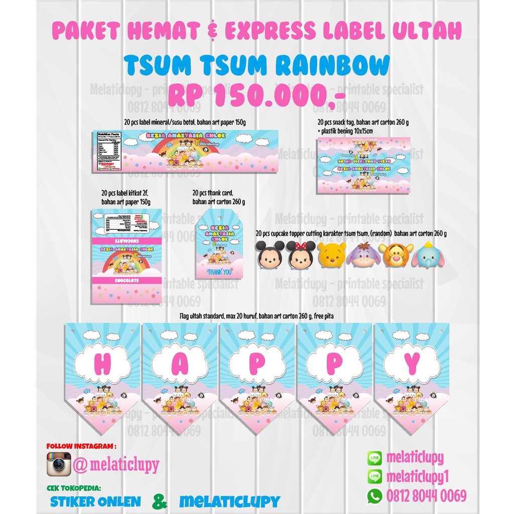 

PAKET LABEL TSUM TSUM RAINBOW
