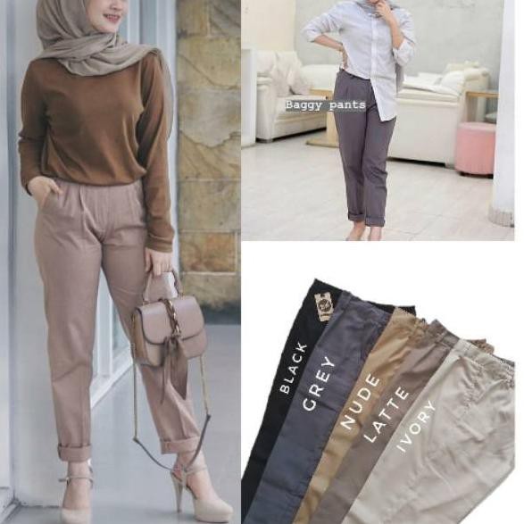 READY BAGGY  PANTS  Maroon choco navy grey mocca  black 