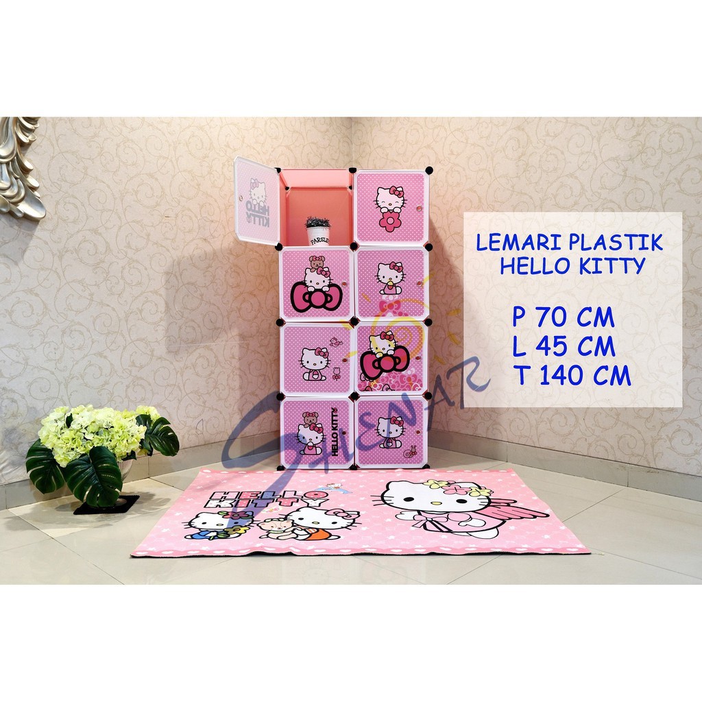 Lemari Pakaian Portable 8 Pintu + Gantungan Karakter Lemari Plastik 2x4