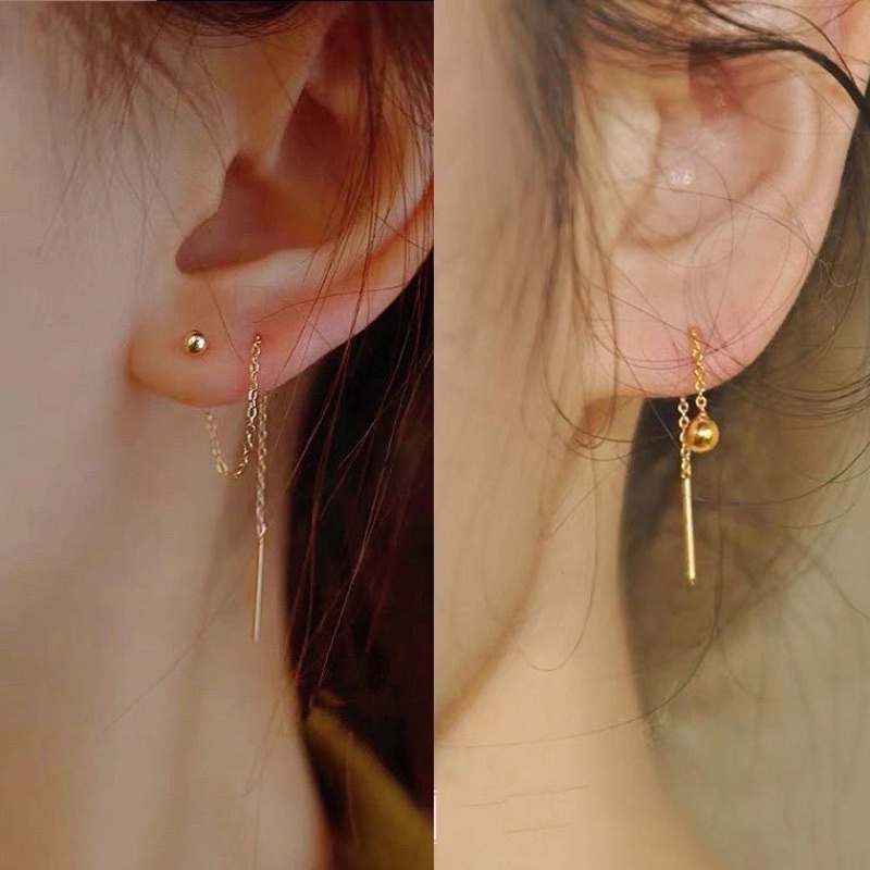 anting titanium panjang love dan bulat