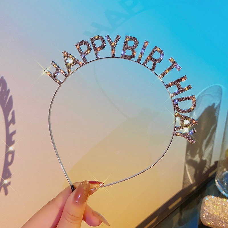 Bando mahkota happy birthday warna silver | Termurah | Terbaik | Original