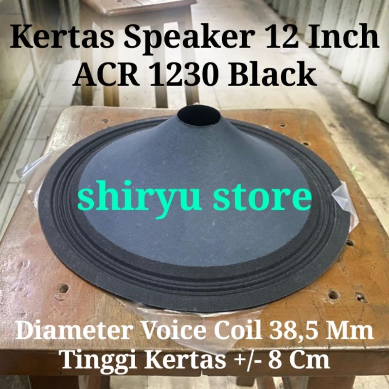 Kertas Speaker ACR 1230 Black Daun Conus Mik 12 Inch In Inci Speker ACR Black 1230