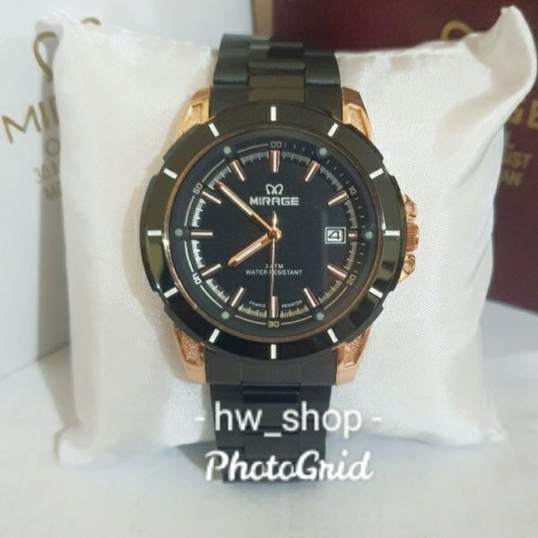 Jam Tangan Pria Mirage 8713 Hitam Rosegold Original