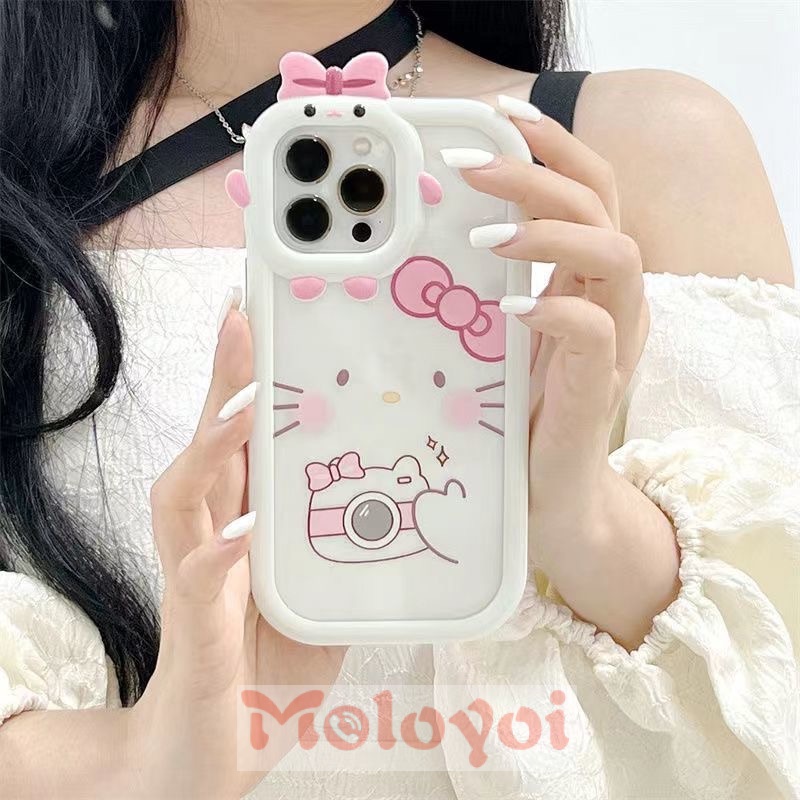 Soft Case Motif Kartun Hello Kitty 3D Untuk iPhone 7 8 14 Plus 13 11 12 14 Pro MAX 6 6S Plus XR X XS MAX SE