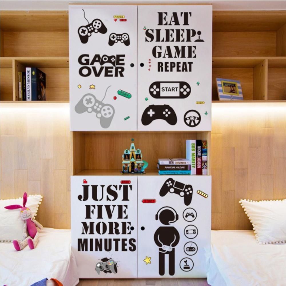 【 ELEGANT 】 Gamer Wall Sticker Party Removable for Bedroom Video Children Game Room Gaming Controller Playroom Decor