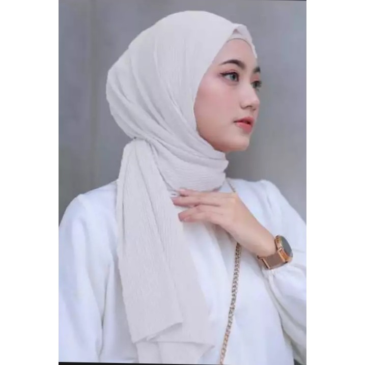 hijab psmina prisket  bahan hyget halus-PUTIH