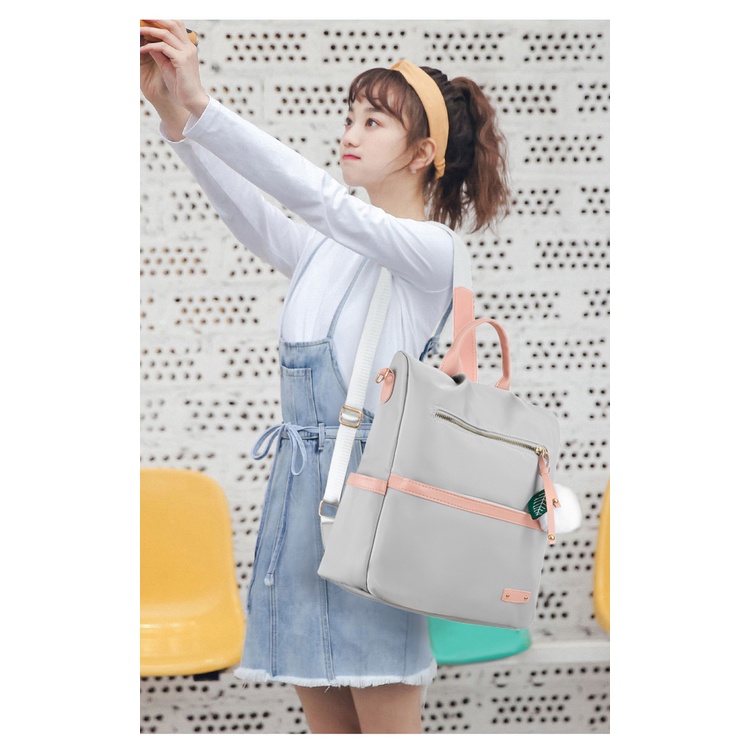 TAS RANSEL BACKPACK WANITA FASHION KOREA IMPORT 8001 - POLYESTER ANTI AIR SEKOLAH KULIAH KERJA TERBARU