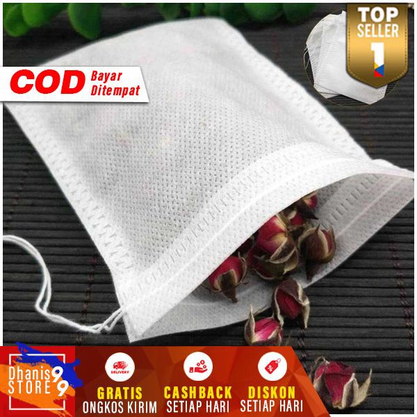 Miss Rose Kantung Filter Saringan Teh Teabag Drawstring Disposable 100PCS Penyaring Tea Multifungsi