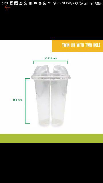 Twin Cup / Gelas Plastik Kembar Untuk Jus Dan Minuman Lainya ( Ready Stok )