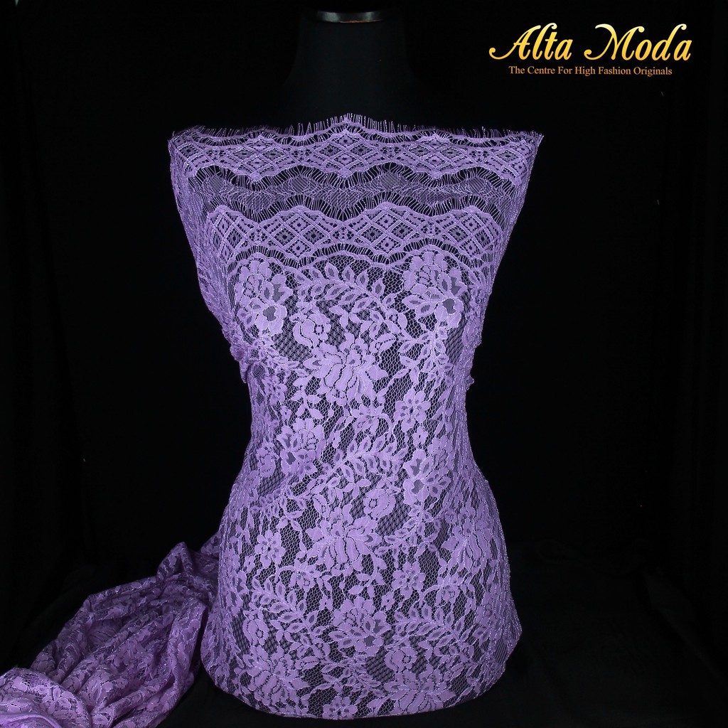 

Alta Moda Brokat Semi Perancis Cord Bunga Ktupat Lavender (2.5M)