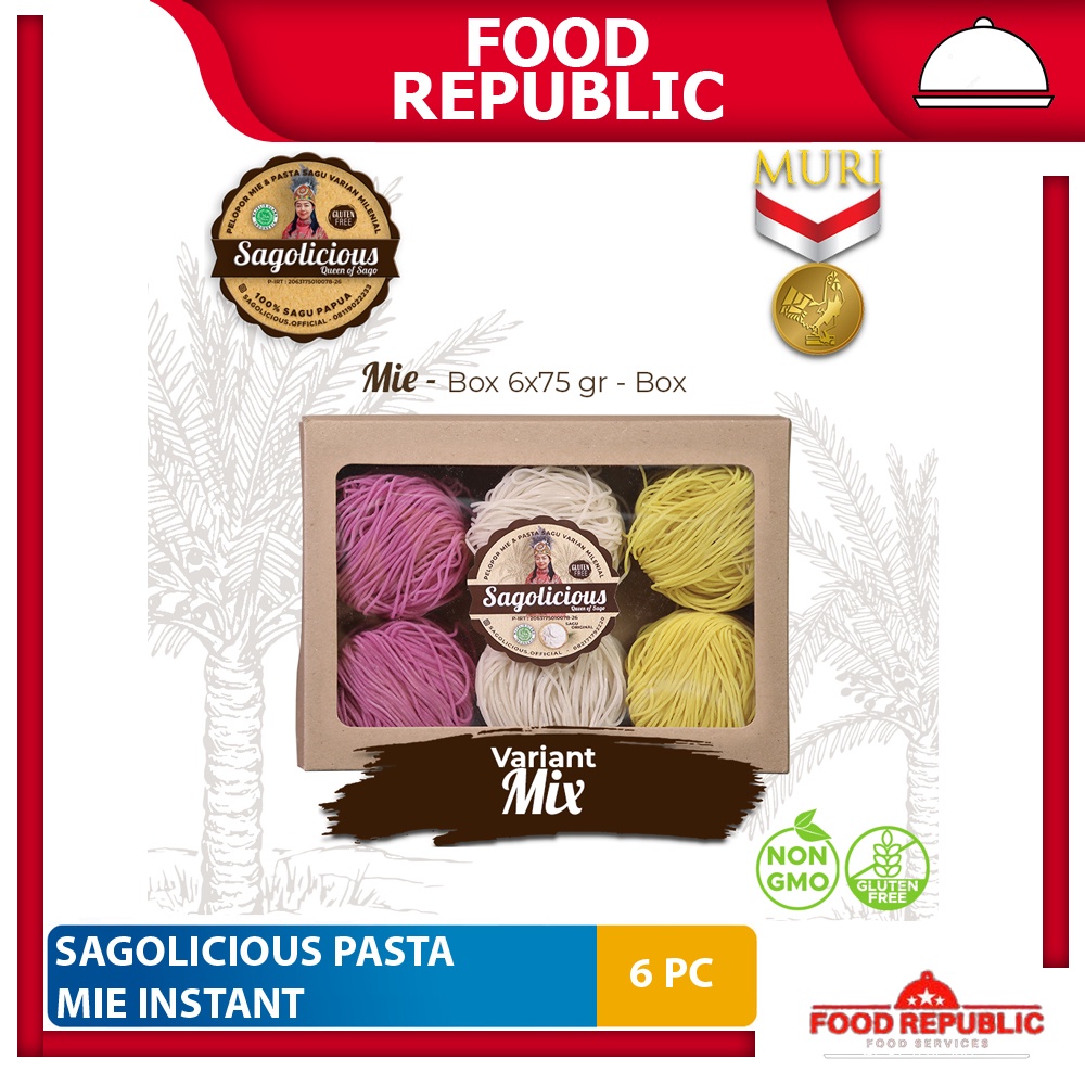 Sagolicious Mie Instan Pasta Isi 6 Sagu Sehat Gluten Free Low GI Halal