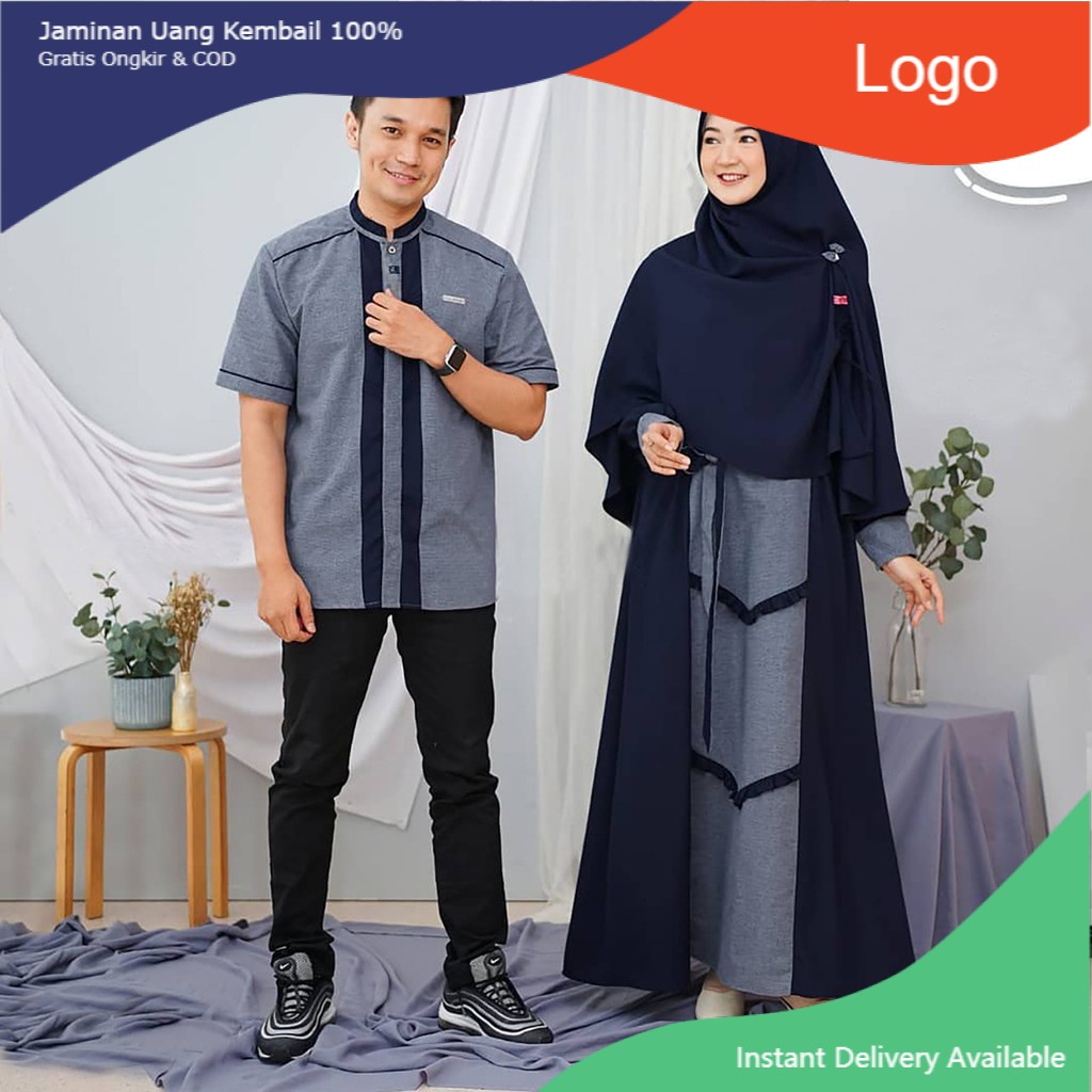 [ COD ] Arsya Couple Baju Gamis Pasangan Cp Syari Edisi Lebaran Fashion Muslim Terlaris