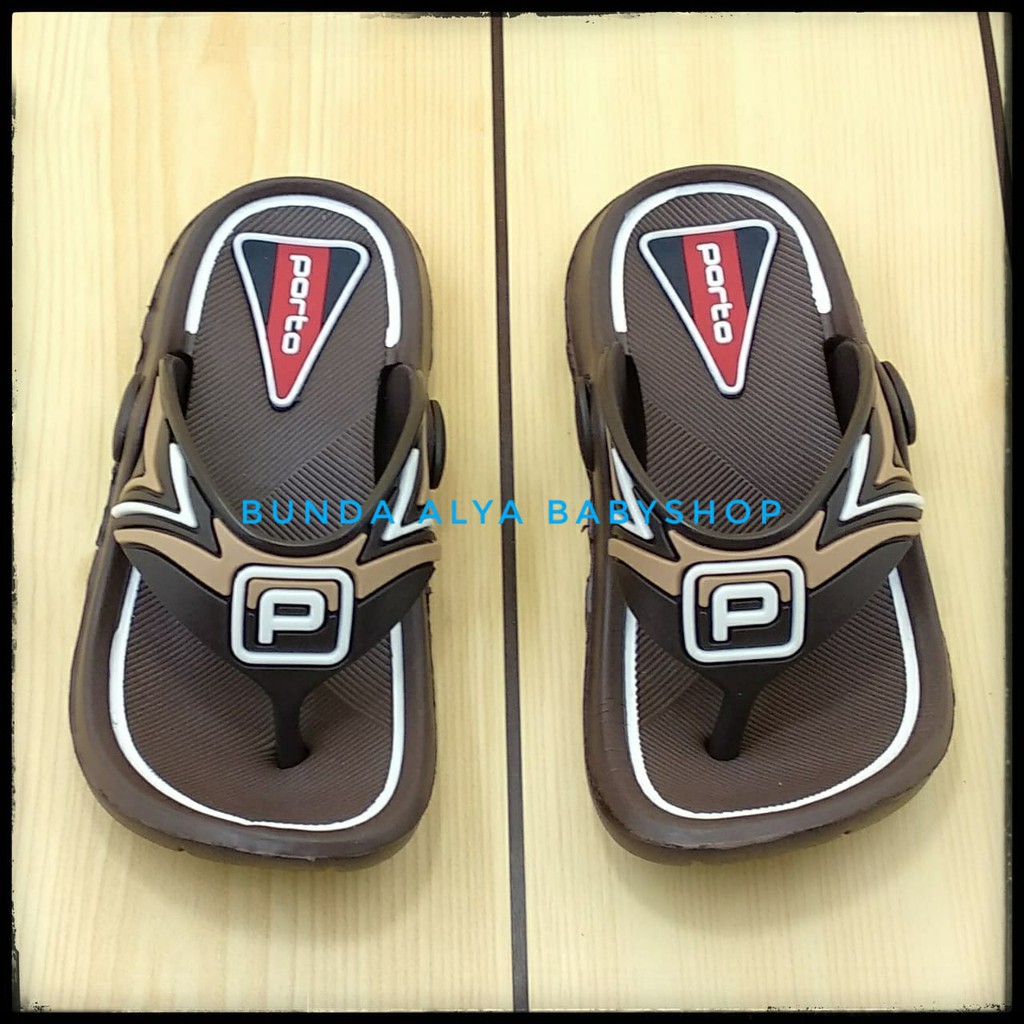 Sendal Jepit Anak Laki Laki Umur 3 4 5 6 Tahun COKLAT - Sendal Jepit Anak Cowok Karet Anti Licin PORTO Size 24 - 35