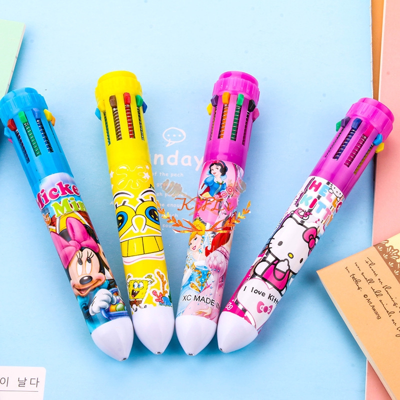 Pulpen Animasi,Kartun 10-warna Ballpoint Alat,Tulis Pelajar Hadiah