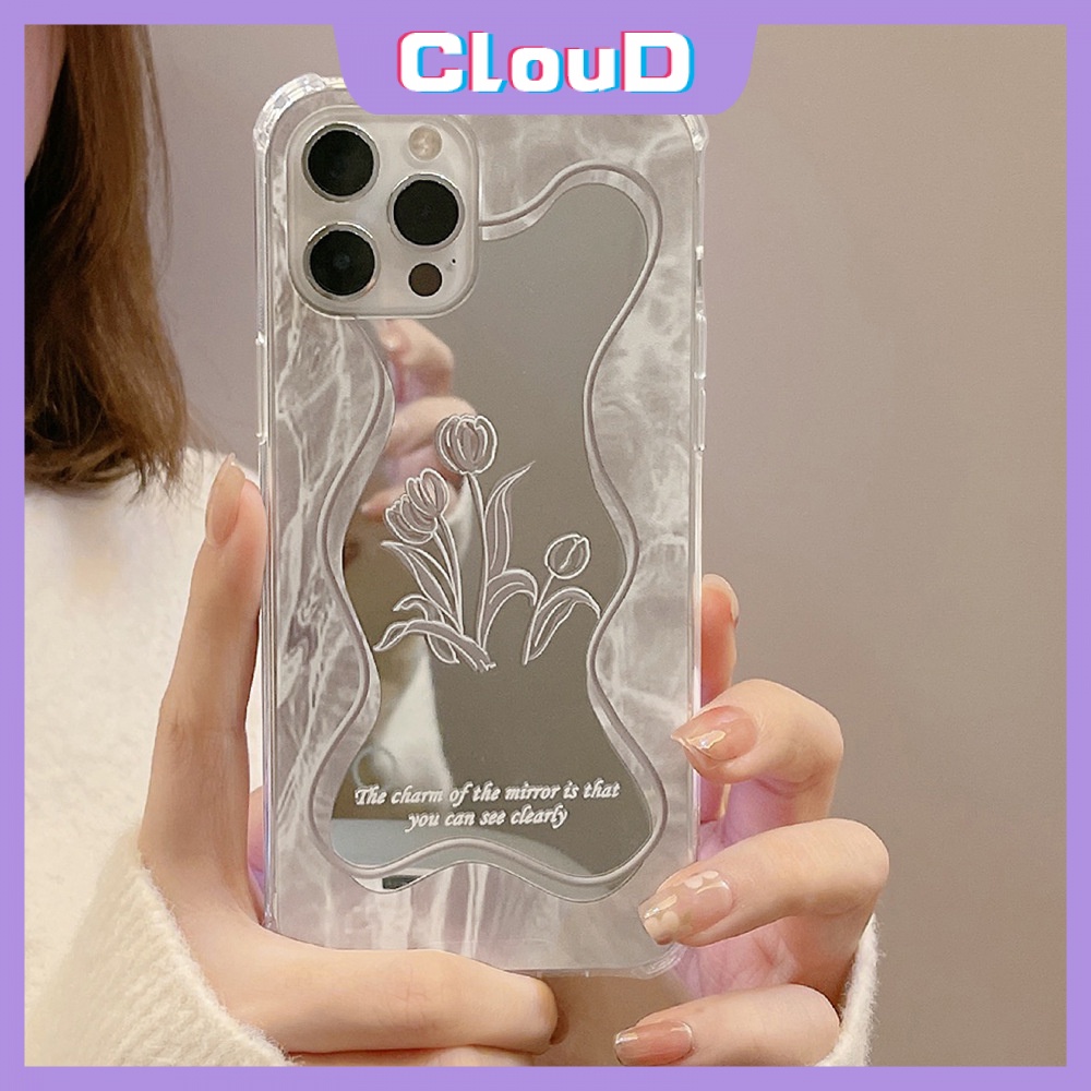 Soft Case TPU Motif Bunga / Bulan / Daun / Cermin Untuk IPhone 11 13 12 Pro Max 7 8 Plus XR X XS Max SE 2020