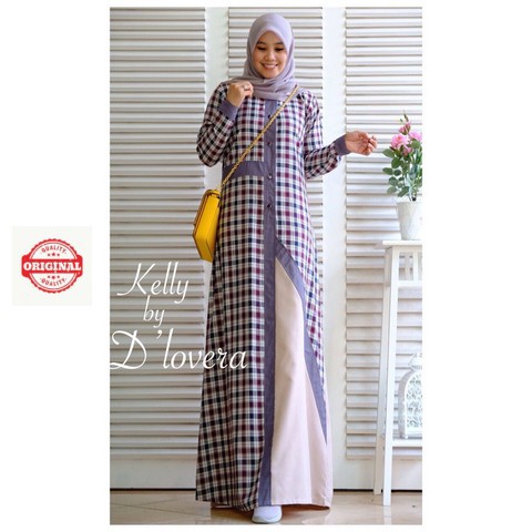 Maxi Dress Muslimah Chic Busui Kotak Kelly Dress by d'Lovera