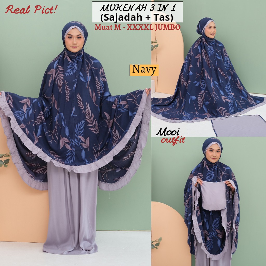 Mukenah 3in1 Muat M - Xxxl Jumbo Free Sajadah Dan Tas- Mukenah Jumbo- Mukenah Rayon