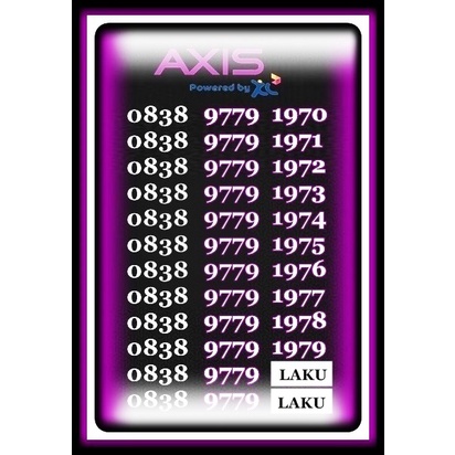 Perdana Axis Nomor Rapi Seri Tahun/Tahun Lahir