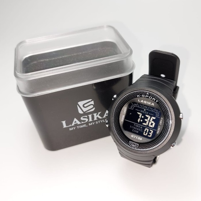 Jam Tangan Sporty Lasika Digital Type 7130 Series Layar Hitam Anti Air Super Premium