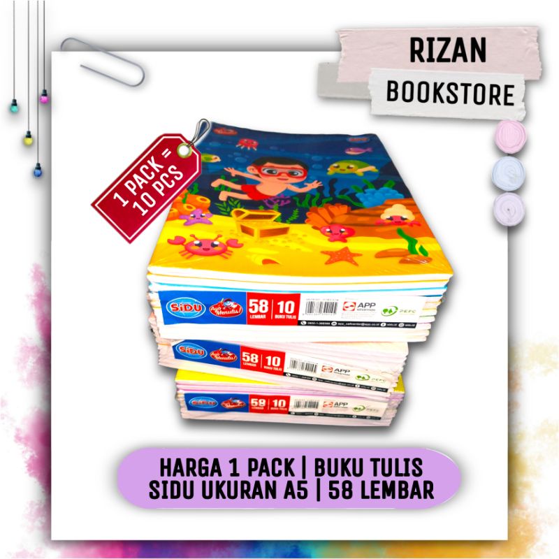 

[1 PAK] Buku Tulis SIDU Ukuran A5 58 Lembar Isi 10 PCS