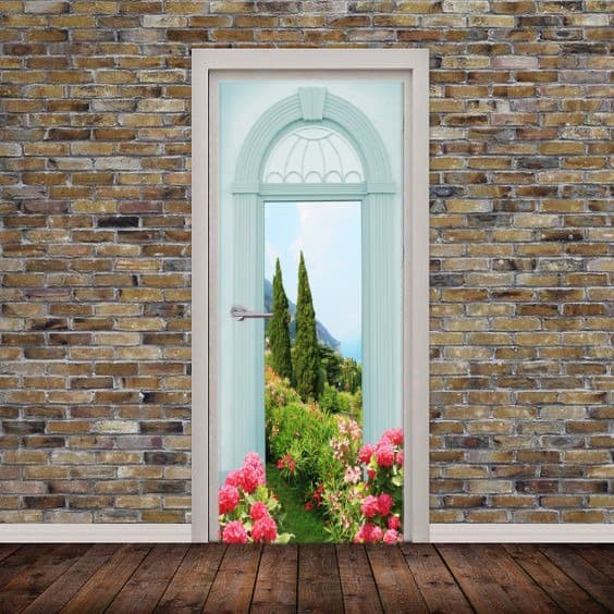 WALLPAPER CUSTOM PINTU 3D WALLPAPER CASTEEL 3D - Vinyl Doff