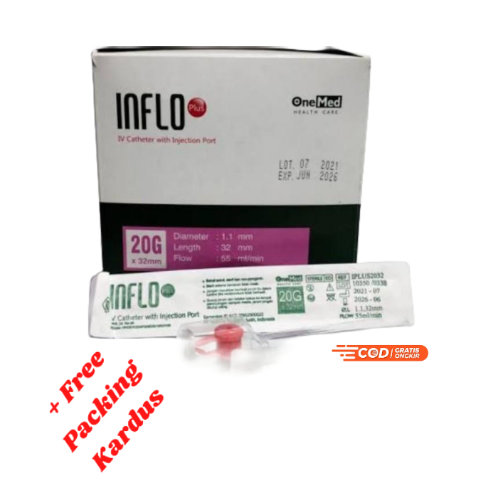 Inflo Plus I.V. Cathether 18G, 20G, 22G, 24G OneMed - Jarum Inflo Plus Onemed Abbocath 18G, 20G, 22G, 24G - Eceran