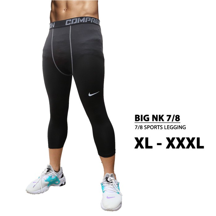 Premium Celana Legging Sport 7/8 Cowok Pria Gym Senam Fitness Olahraga