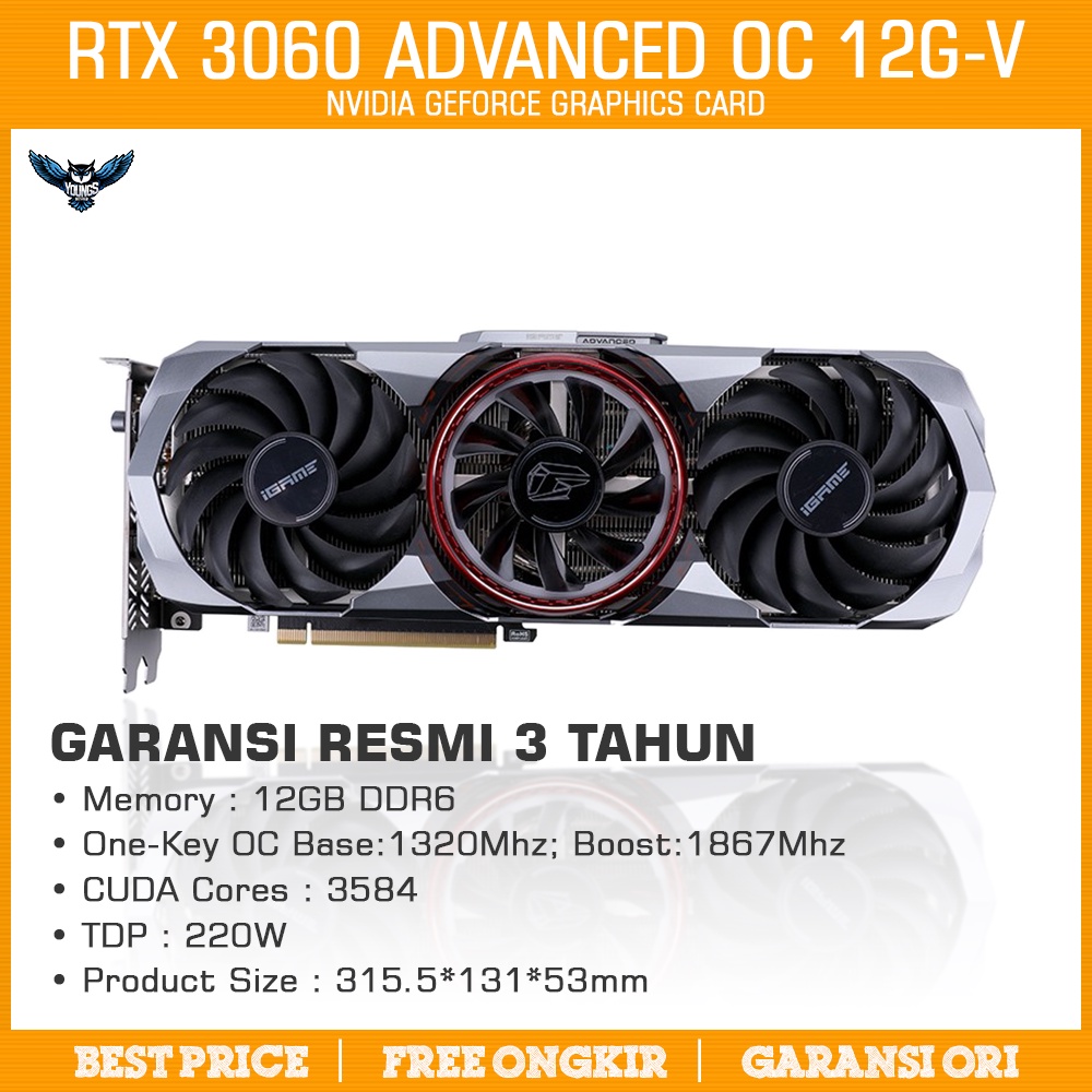 COLORFUL RTX 3060 iGAME ADVANCED OC 12G-V VGA NVIDIA GEFORCE RTX3060