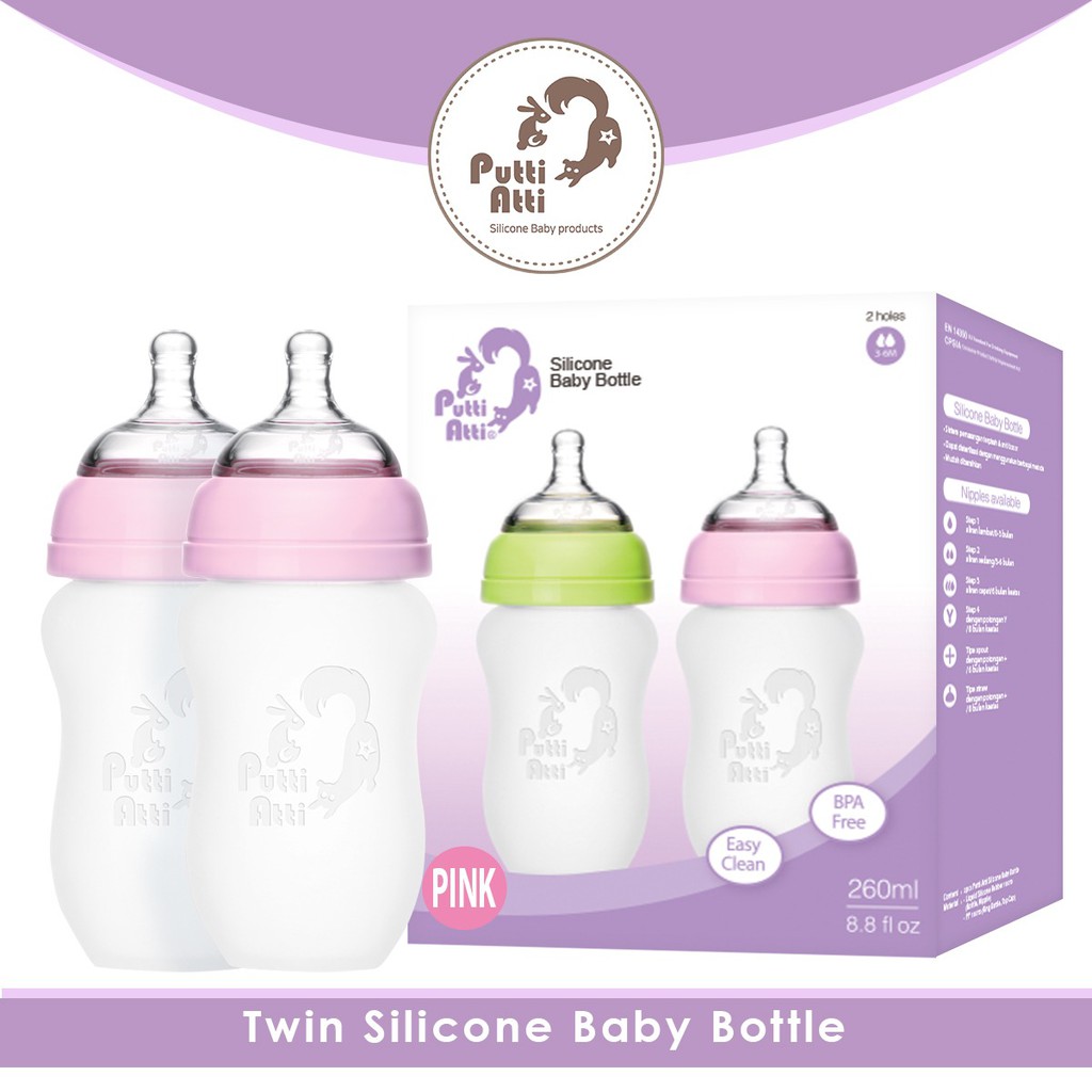 Putti Atti Silicone Baby Bottle 260ml isi 2pcs Pink