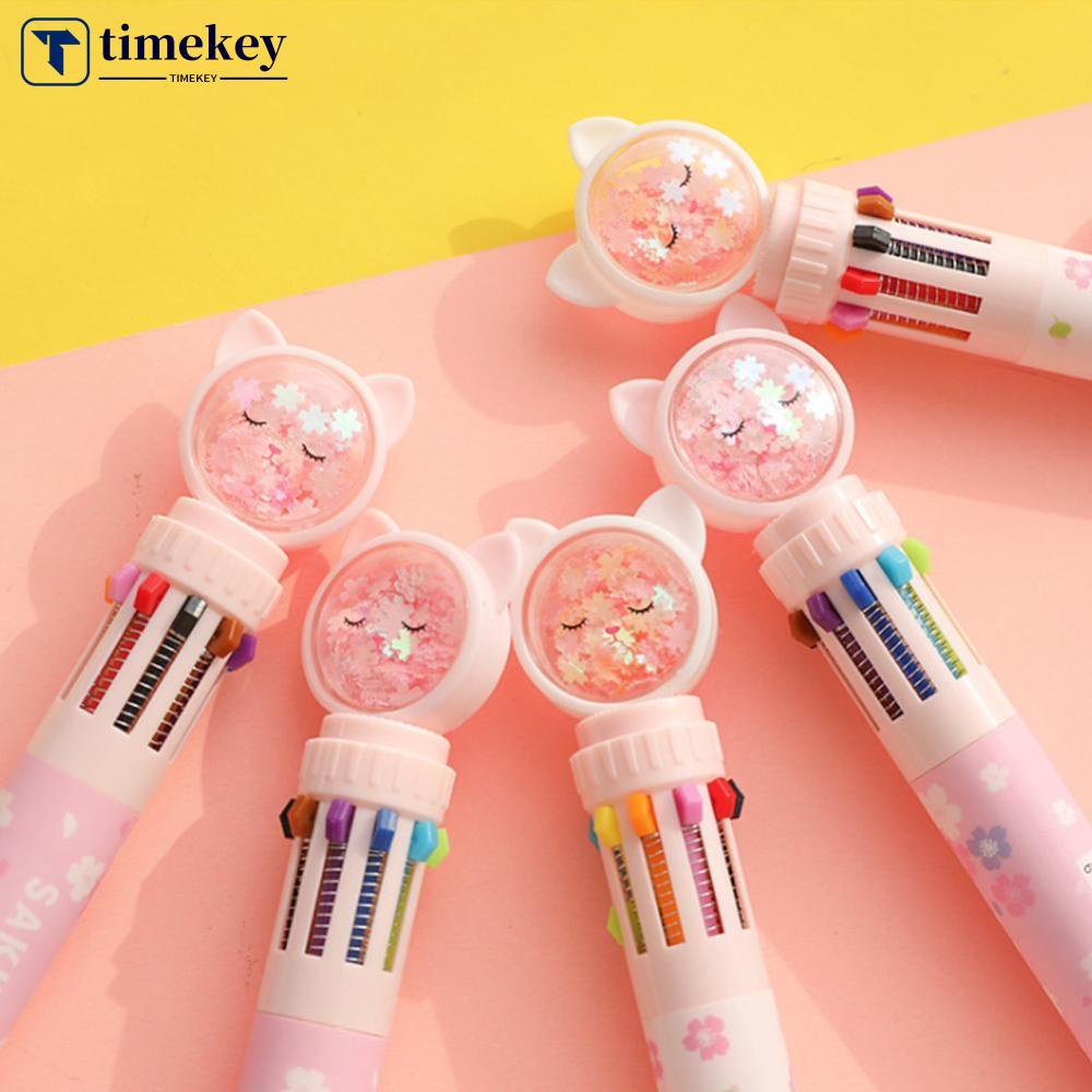 Timekey Pulpen 10 In 1 Bahan Plastik Aneka Warna Untuk Sekolah / Kantor J5T9