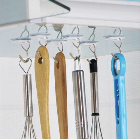 Gantungan Hook Kait Isi 6 Pcs Gantungan Tempel Dinding Kamar Mandi Dapur Sticky Hanger Wall