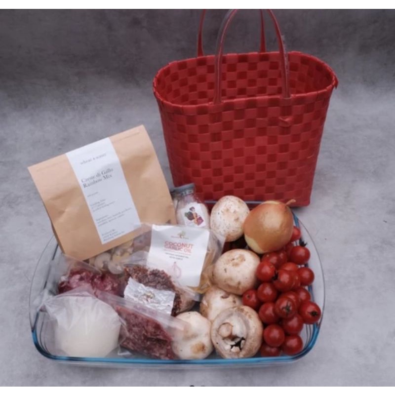 

Paket Hampers DIY Rainbow Wagyu Pasta x Bhumi Rasa Free BonCabe organik & Garlic Oil
